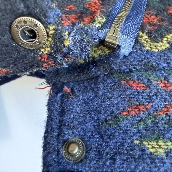 Blu Pepper Southwestern Aztec Print Moto Jacket Blue Medium BoHo Tribal - Picture 4 of 8